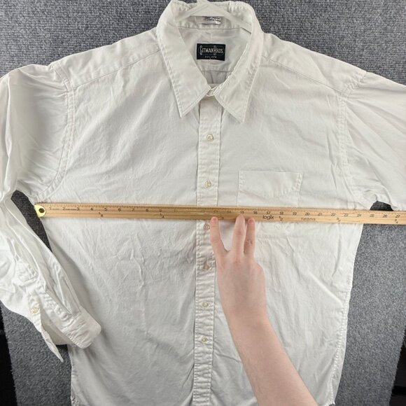 Gitman Bros Pinpoint TTX Cotton Oxford Point Large White Long Sleeve Solid Mens - Picture 9 of 13